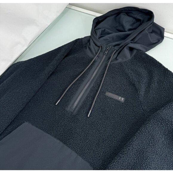 Under Armour UA Women's Teddy Pullover Hoodie Fleece 1/4 Zip Jacket Black XS - Picture 2 of 8